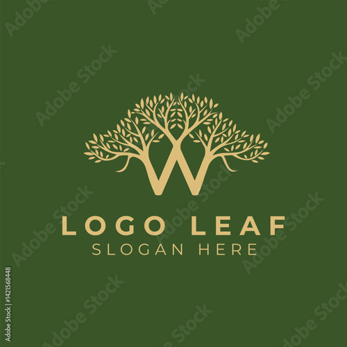 Letter W logo concept. Nature tree symbol