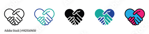 Handshake icon set. Business agreement handshake. friendly handshake symbol. partnership deal symbol for apps, ui, website, vector stock illustration