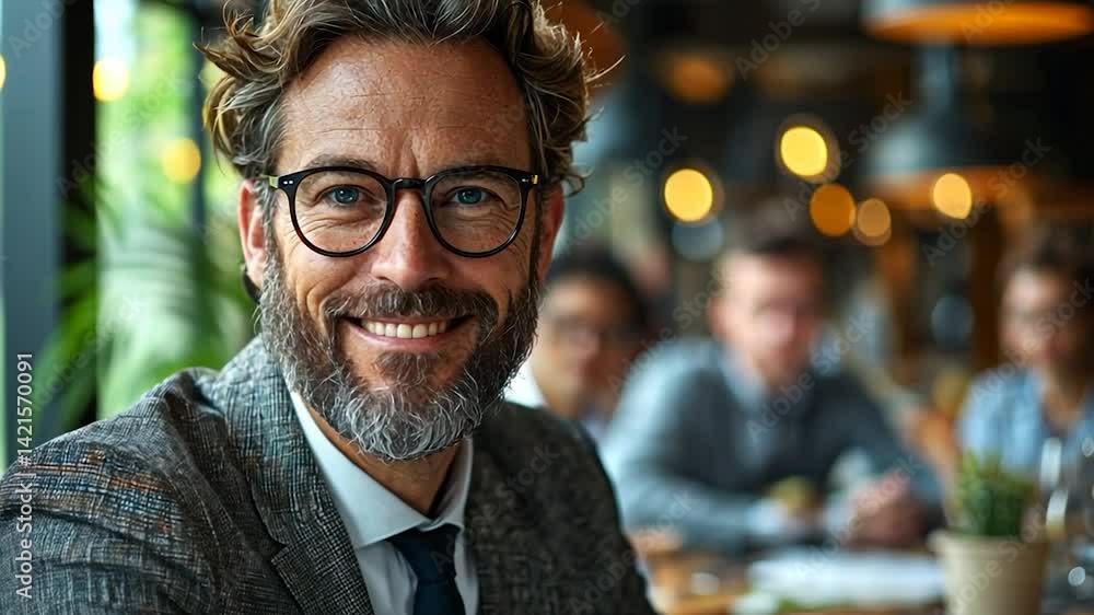 Smiling businessman in cafe Smiling businessman in cafe