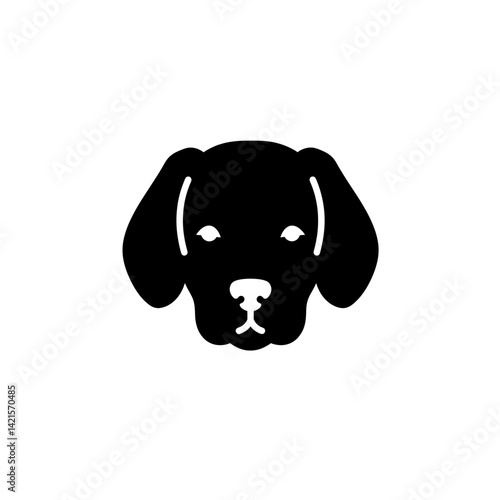 Dog head icon in solid black silhouette with relaxed ears and gentle facial contour