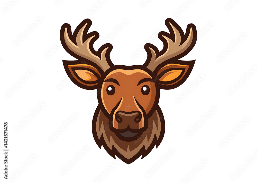 Fototapeta premium Cartoon Moose head mascot logo design, isolated on white