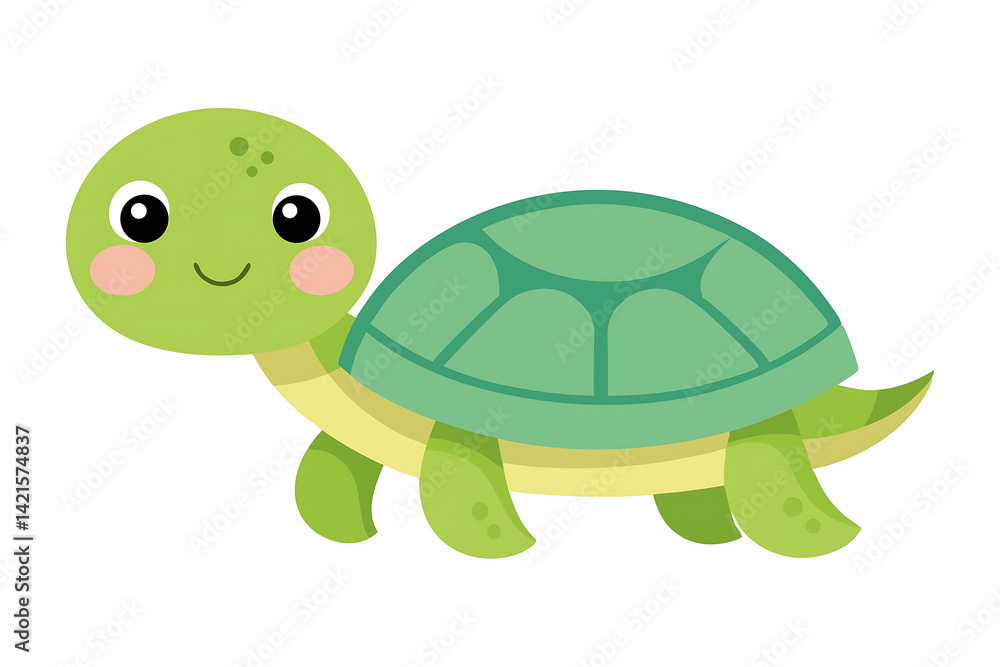 Obraz premium Cute cartoon turtle Logo icon design, isolated on white 