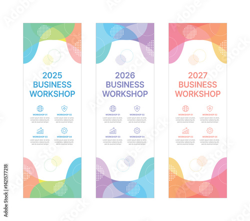 Modern business banner templates with abstract geometric patterns. Perfect for workshops, events, conferences, presentations, or branding projects, combining style and professionalism.