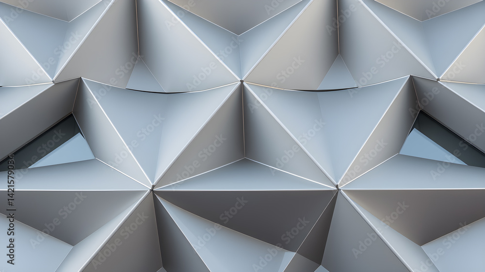 Obraz premium Abstract close-up view of modern aluminum ventilated triangles on facade Generative AI