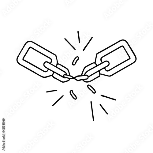 Broken chain link symbolizing disruption or separation  