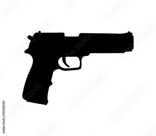 Hand gun silhouette on white background vector illustration
