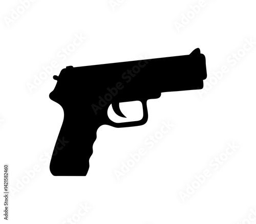 Hand gun silhouette on white background vector illustration