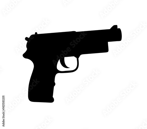 Hand gun silhouette on white background vector illustration