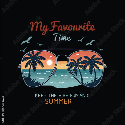 
Summer time vector poster set design Vector illustration greeting card banner background.