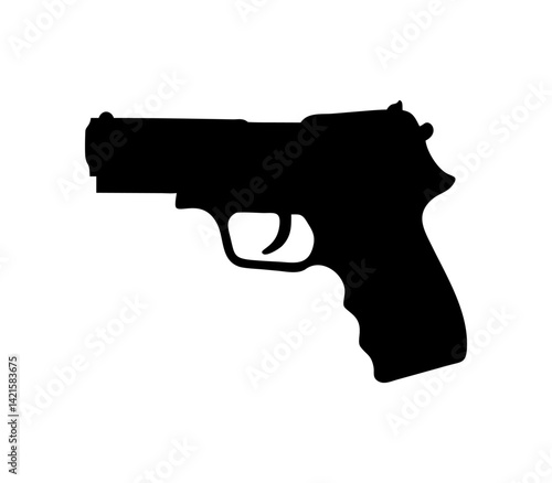 Hand gun silhouette on white background vector illustration