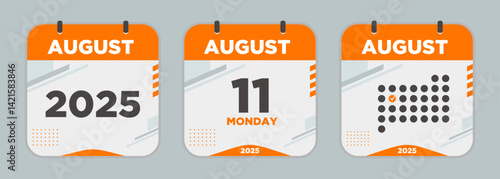Modern Calendar icon. august. 2025 11 day. The concept of waiting for an important date. Day calendar with date august 11. Cheklist day calendar. Vector illustration.