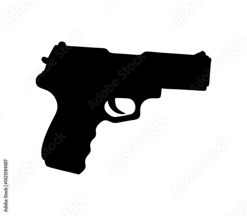 Hand gun silhouette on white background vector illustration