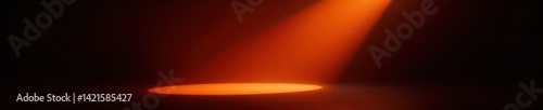 Intense orange spotlight beam, isolated on black , bright, image