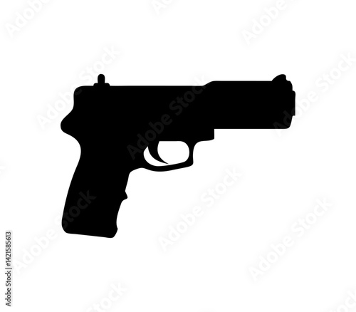 Hand gun silhouette on white background vector illustration