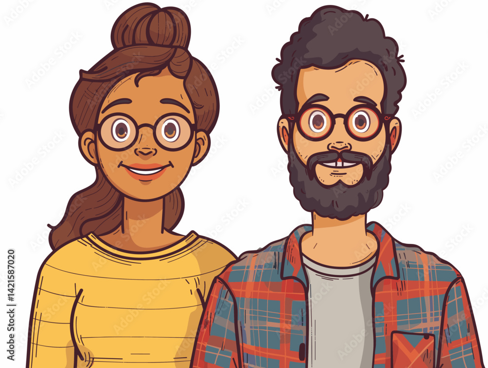 man and women with glasses vector illustration man and women with glasses vector illustration
