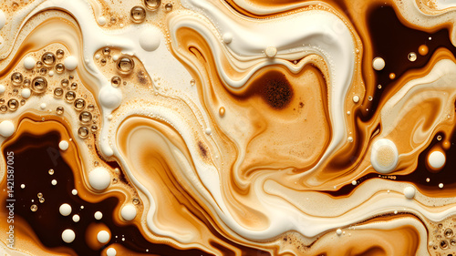 Wallpaper Mural abstract pattern of bubbles and liquid foam of coffee and milk swirling together Generative AI Torontodigital.ca