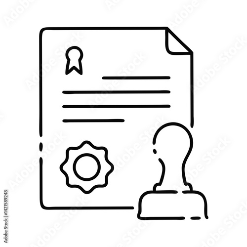 Certificate with seal and ribbon in a minimalist style  