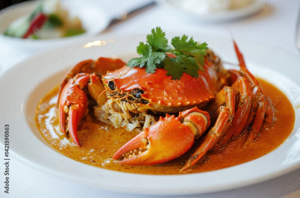 Authentic Thai crab curry, rich golden sauce, delicate Authentic Thai crab curry, rich golden sauce, delicate