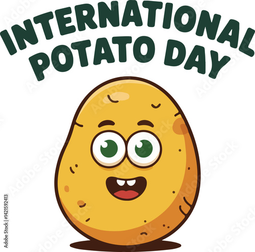 International potato day of Vector Illustration | national potato day celebration | creative concepts of raw potato | National Potato Day Icon with Smiling Cartoon Potato Illustration
