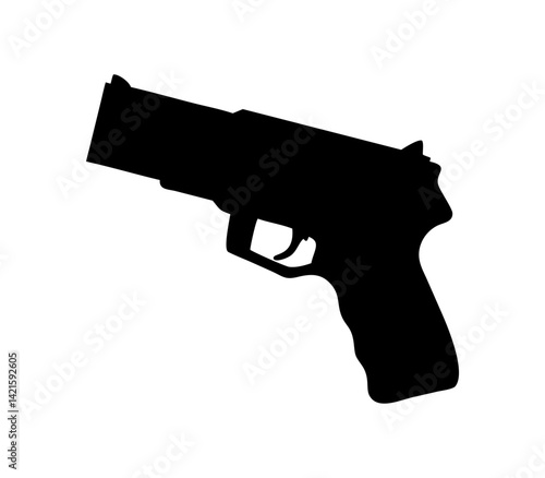 Hand gun silhouette on white background vector illustration