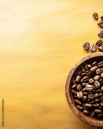 Bowl filled with raw coffee beans ideal for brewing fresh coffee and aromatic beverages