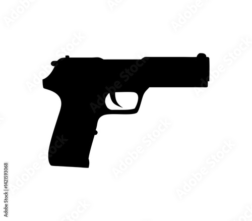 Hand gun silhouette on white background vector illustration
