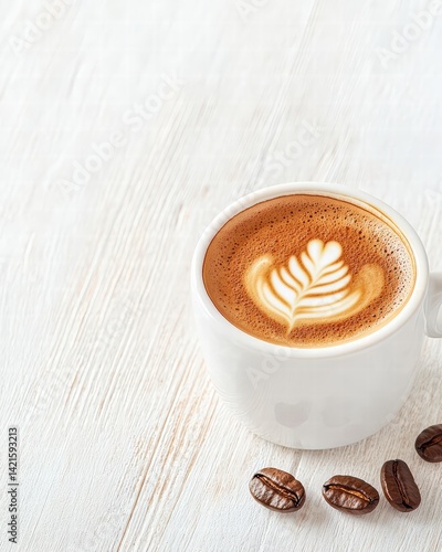 Heart-shaped latte art on a cup of coffee creating a warm and inviting coffee shop atmosphere