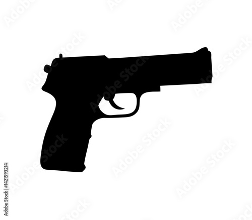 Hand gun silhouette on white background vector illustration