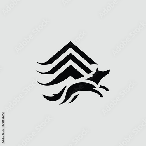 Mystical wolf silhouette designs in nature scenes with spiritual, emotional and tribal elements vector illustration