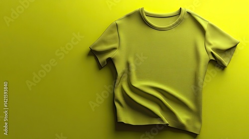 Obraz na płótnie Flat lay of a yellow short-sleeved t-shirt on a matching background w salonie