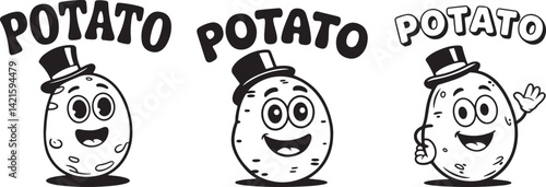 International potato day of Vector Illustration | national potato day celebration | creative concepts of raw potato | National Potato Day Icon with Smiling Cartoon Potato Illustration