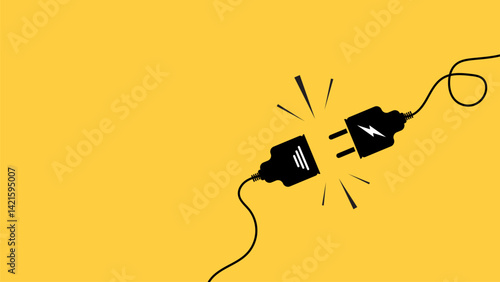 Electric plug and outlet socket unplugged.Electric socket with a plug. Connect and disconnect  concept. 
