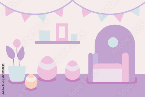 vector illustration of a girl in pink dress