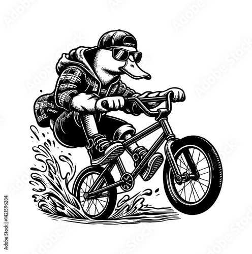 Youth doing BMX stunt freestyle action sports with streetwear style, 2025 design