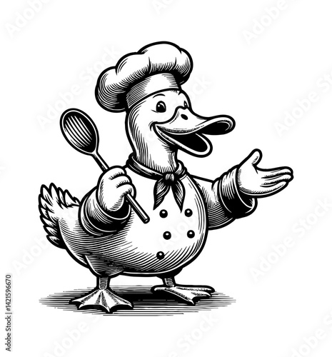 Duck, Teal, Goose, and Swan Chef Cooking in Culinary Kitchen Restaurant