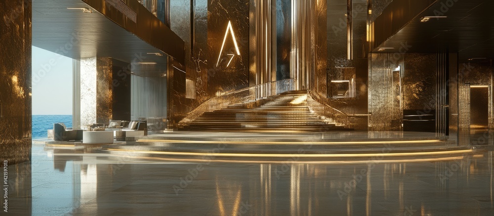 Luxurious Gold-Accented Lobby