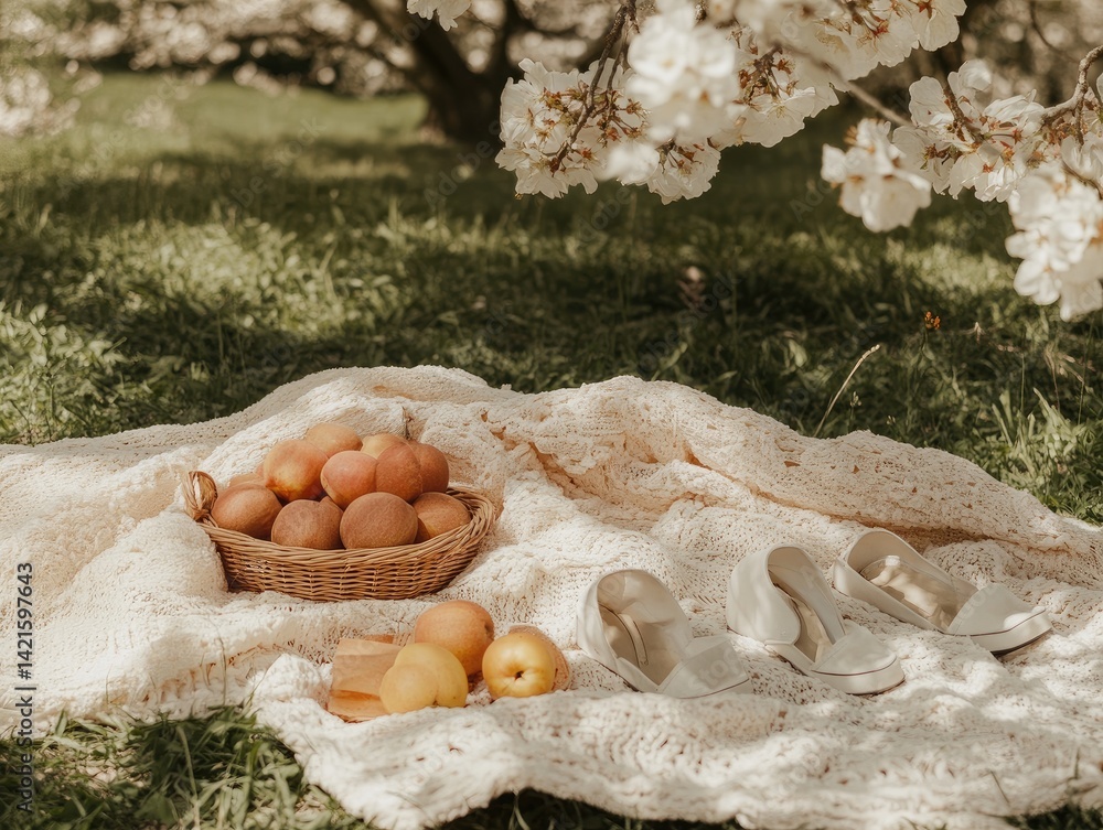 Spring picnic with apricots