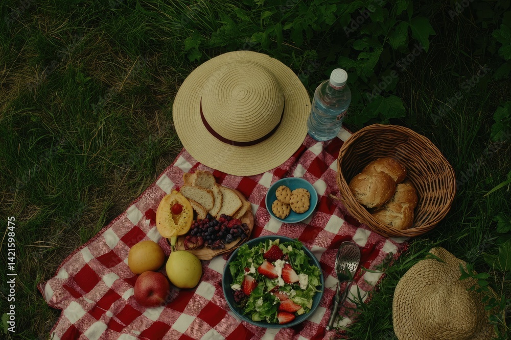 Picnic lunch in the grass