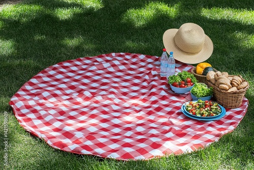 Obraz na płótnie Picnic blanket in grass w salonie
