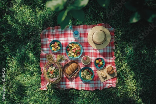 Obraz na płótnie Picnic in a grassy field w salonie