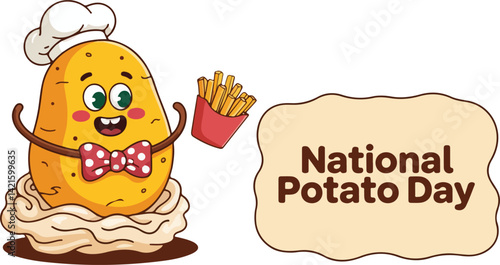 International potato day of Vector Illustration | national potato day celebration | creative concepts of raw potato | National Potato Day Icon with Smiling Cartoon Potato Illustration