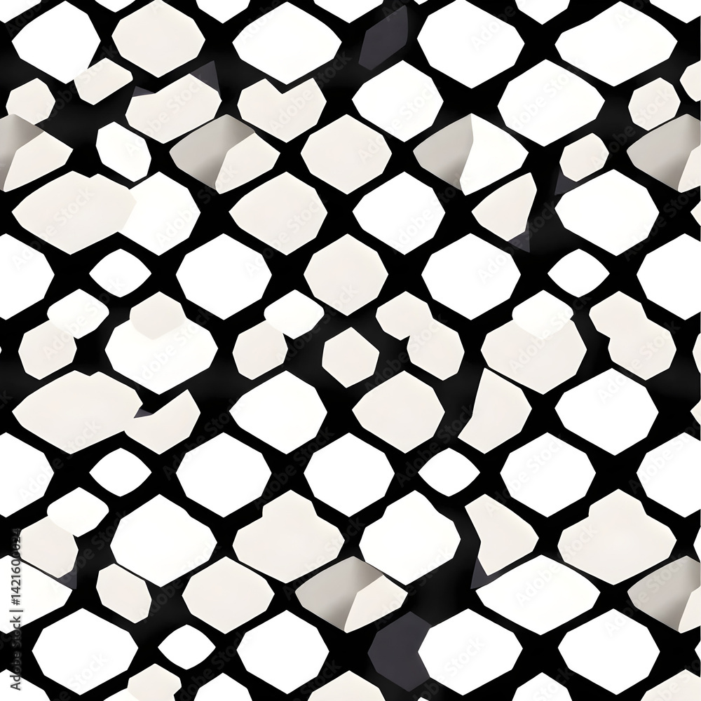 Naklejka premium Geometric Seamless Pattern - hexagons in black and white for packaging 