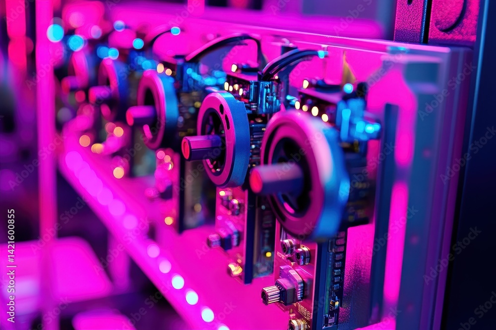 Obraz premium Futuristic control panel with glowing components