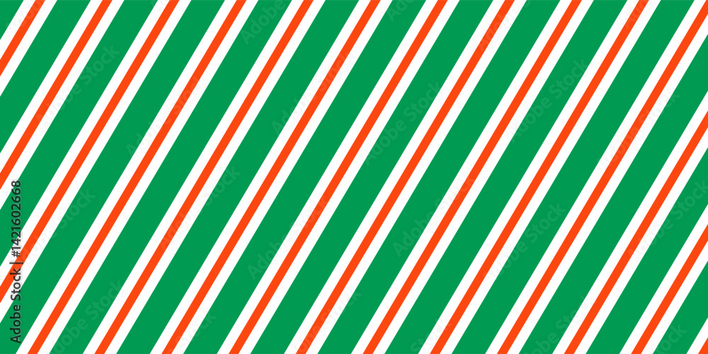 Christmas seamless pattern. Red and green diagonal stripes background. Candy cane repeating decoration wallpaper. Winter holiday lines backdrop. vector