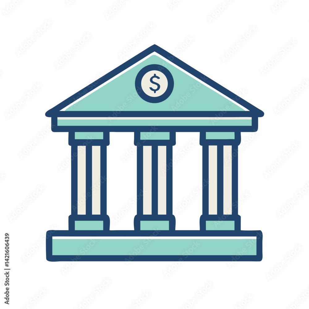 Bank Building Icon Representing Financial Institution and Banking Services Bank Building Icon Representing Financial Institution and Banking Services