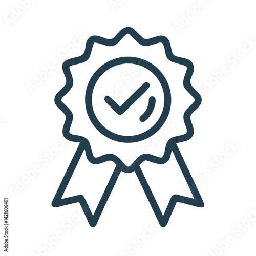 Award Ribbon Icon Representing Quality Certification and Achievement Recognition
