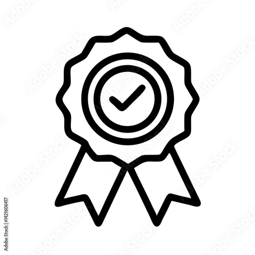 Award Ribbon Icon Representing Quality Certification and Achievement Recognition