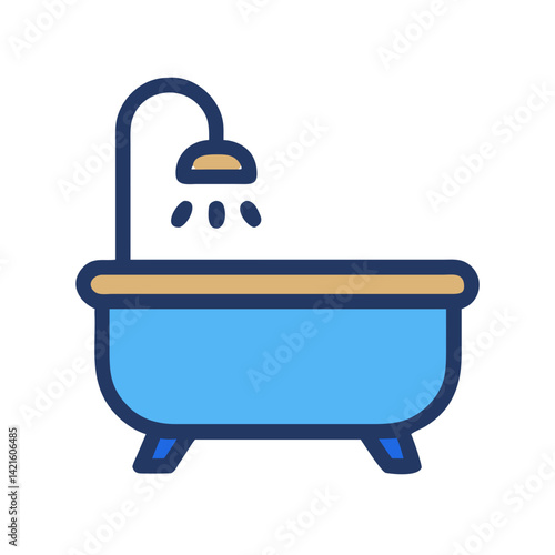 Bathtub Icon Representing Spa or Hot Tub Facility for Relaxation and Wellness