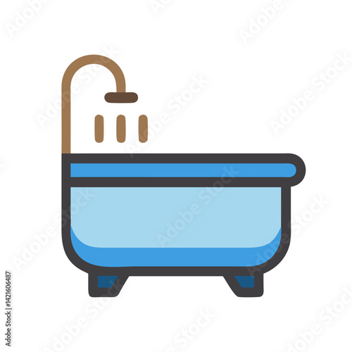 Bathtub Icon Representing Spa or Hot Tub Facility for Relaxation and Wellness