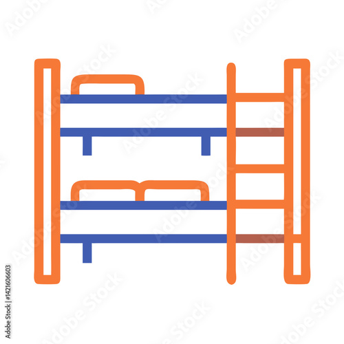 Bunk Bed Icon Representing Hostel Accommodation and Shared Sleeping Arrangement
